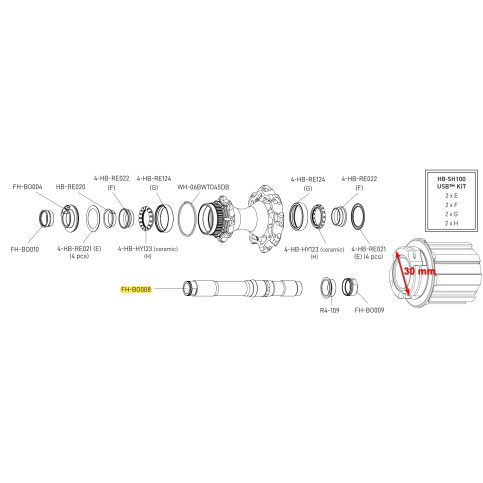 Osa zadního náboje zapl. kol BORA WTO DB (průměr ořechu 30 mm)
