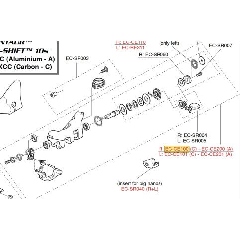 Tělo řadící páky 10s Ultra Shift, pravé (r.v. 2009-2010)