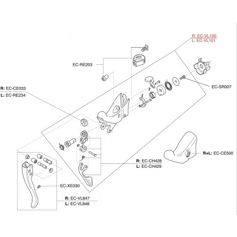 Tělo řadící páky 10s Quick Shift, pravé (2007-2009)